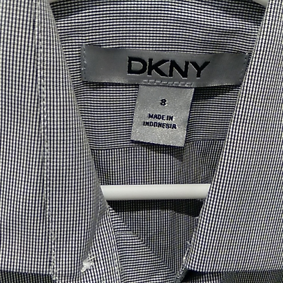 NWT DKNY boys size 8 black and white button down check shirt - Picture 3 of 6